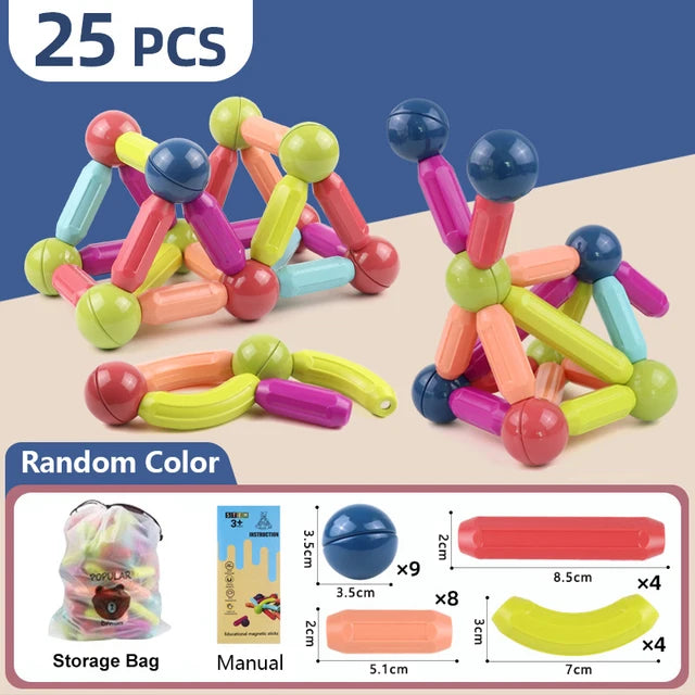 25 Pcs Magnetic Stick & Link With Storage Bag