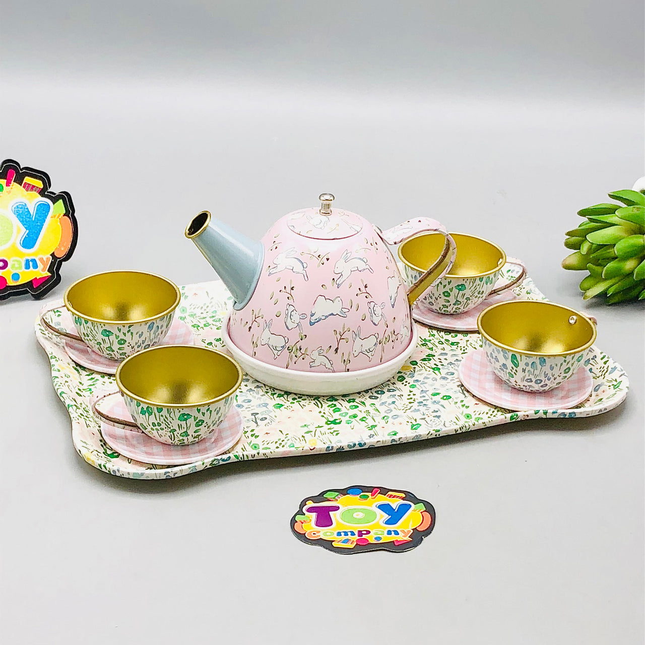 14Pcs Kids Refined Metal Tea Set