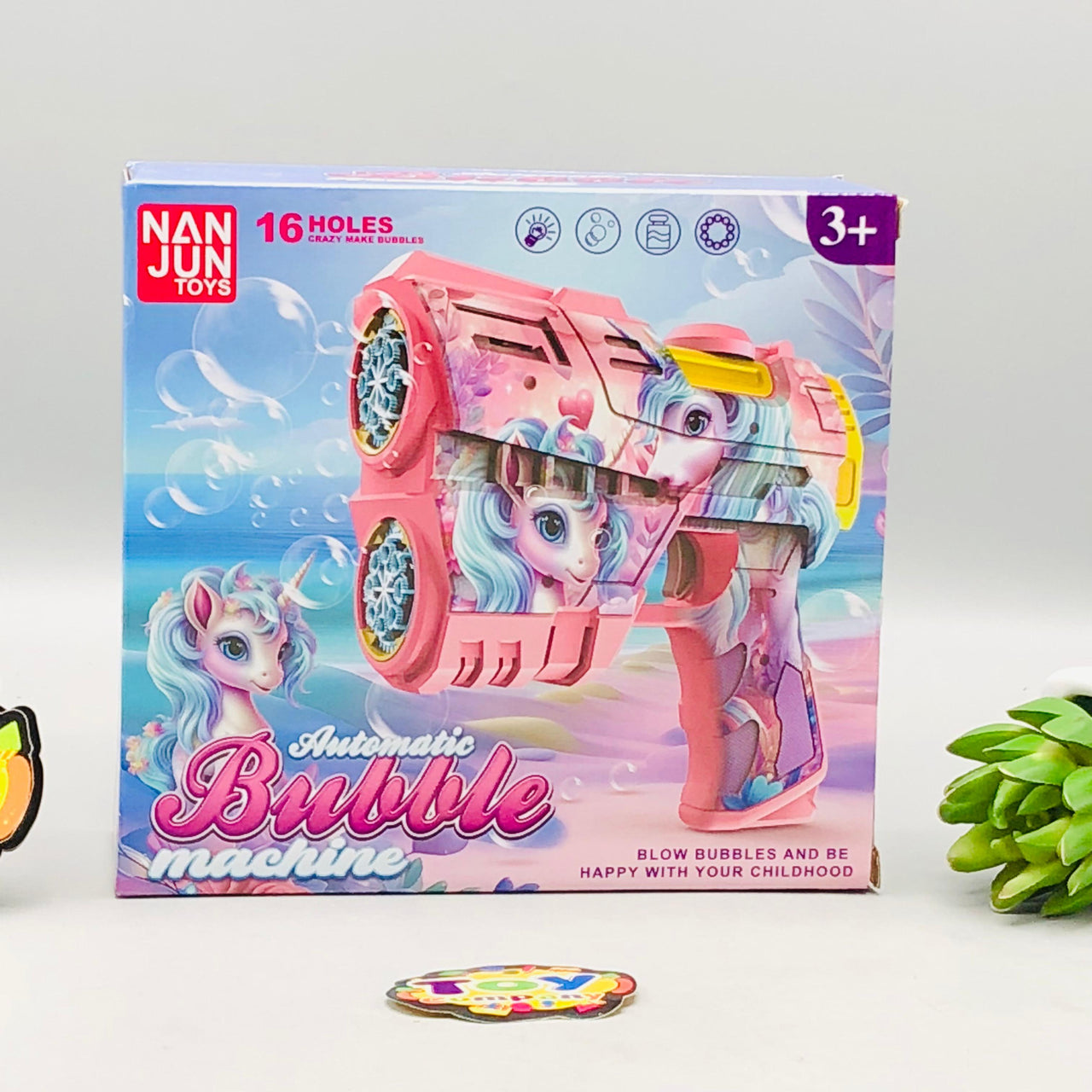 16 Holes Electric Unicorn Colorful Bubble Gun