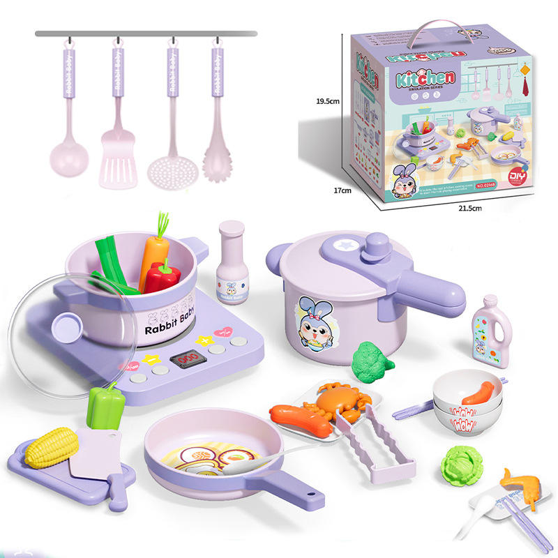 26Pcs Pretend Play Kitchen Cooking Set With Stove