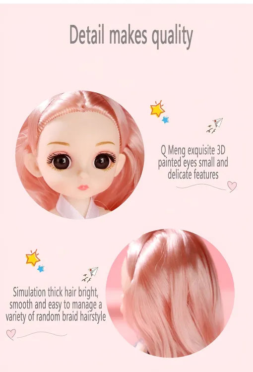 6* Inches Premium Quality Movable Joints Dolls Set- 3Pcs