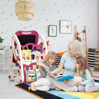 Thumbnail for 90cm Multi-functional Artistic Drawing Board With Book Shelf - Pink