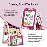 Thumbnail for 90cm Multi-functional Artistic Drawing Board With Book Shelf - Pink