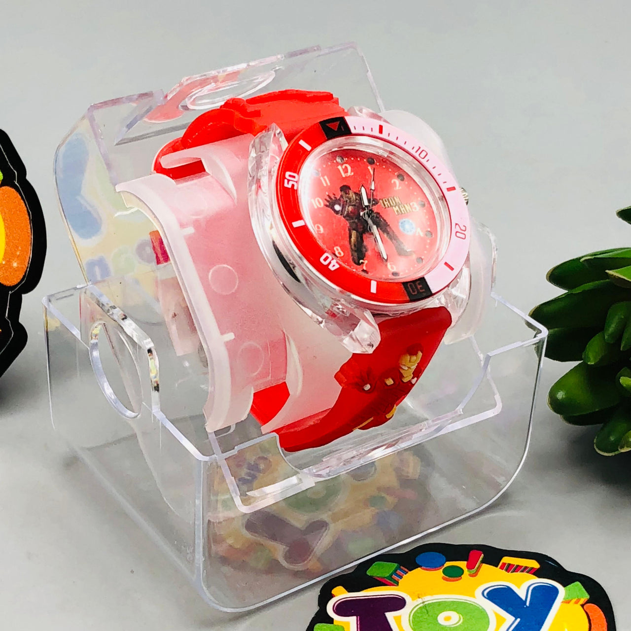 Iron-man Themed Lighting Watch With Acrylic Box
