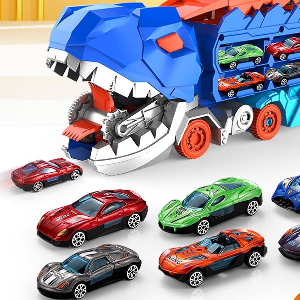 2in1 Foldable Dinosaur Truck With 2Pcs Cars