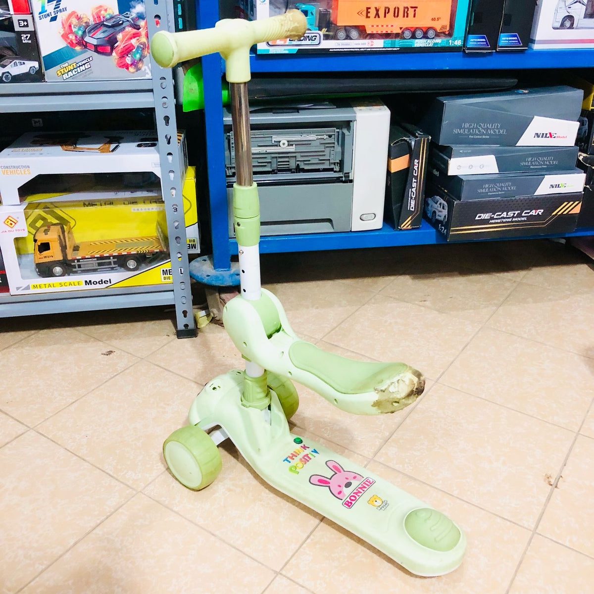 Bunny Height Adjustable Kids Scooter Green - Major Fault
