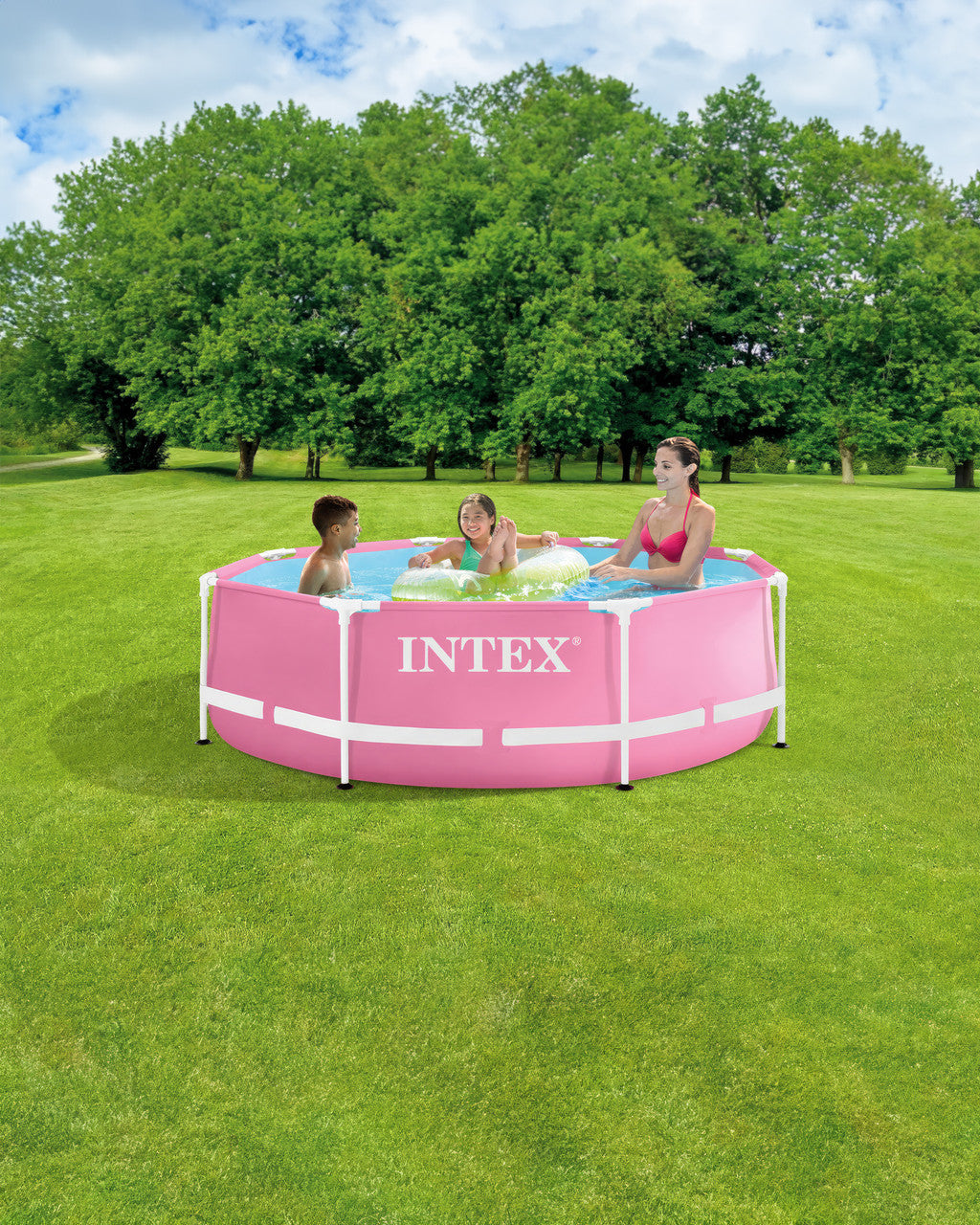 INTEX 8ftx30in Metal frame Swimming Pool - Pink