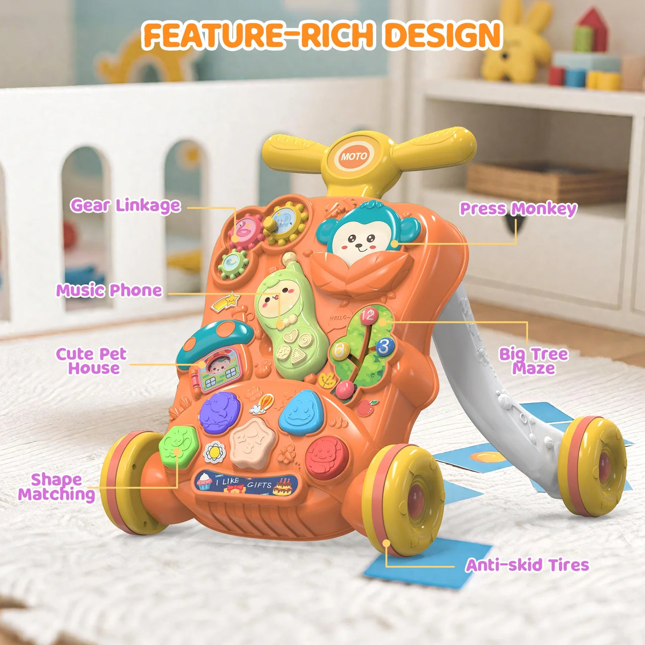 Multi-functional Baby Puzzle Activity Walker - Red