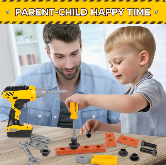 28Pcs DIY Pretend Play Tools Briefcase With Electric Drill