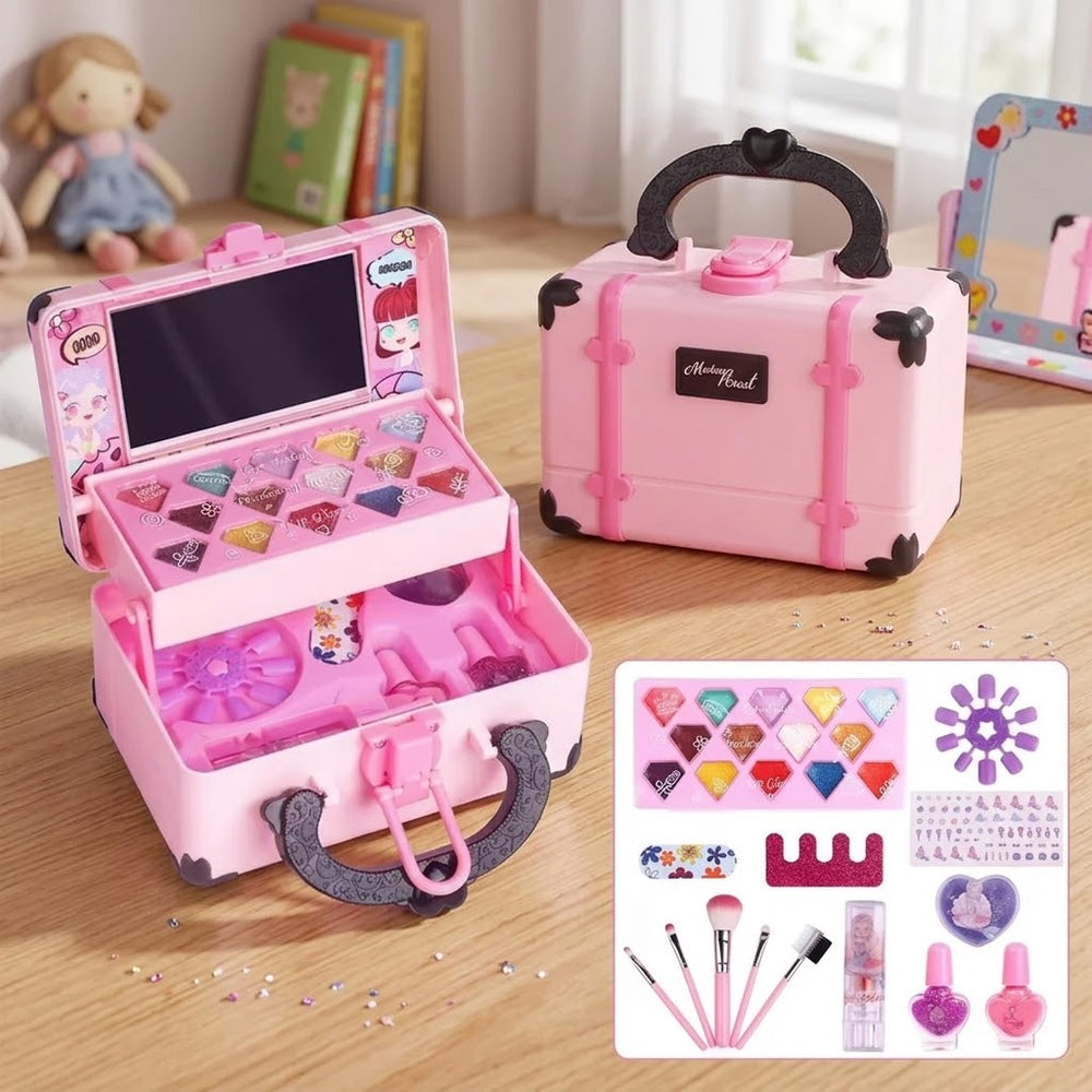 28Pcs Realistic Girls Treasure Chest Makeup Box
