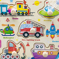 Wooden Traffic Themed Puzzle Board With Knobs