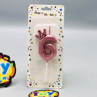 Number 6 Crown Designed Birthday Candle