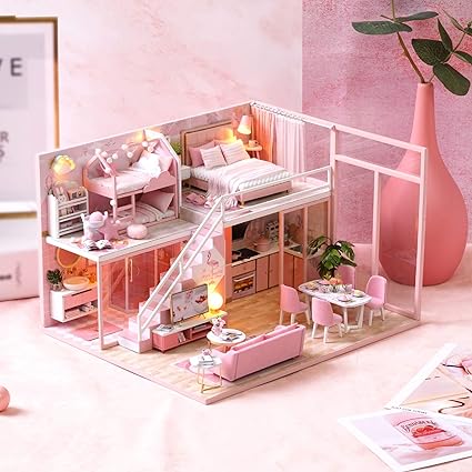DIY Miniature Girlish Cute Home With LED Lights