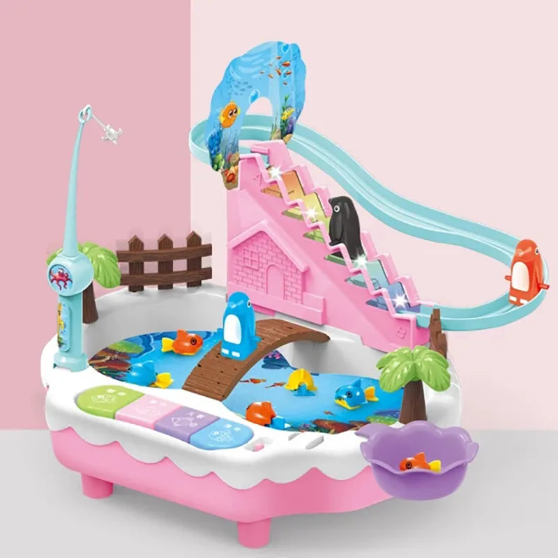 2 In 1 Penguin Slides Fishing Platform