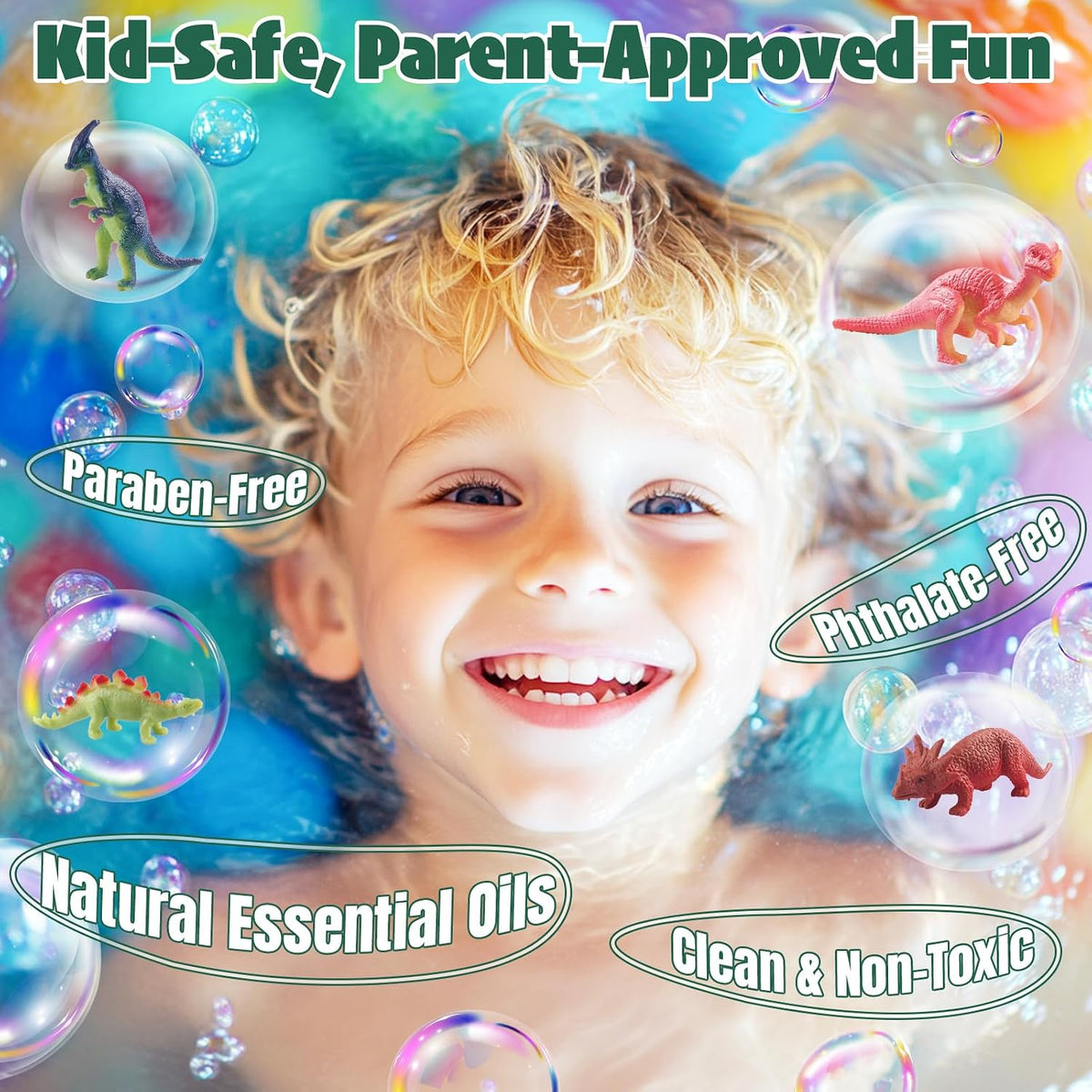 2Pcs Kids Dinosaur Bath Bombs With Surprise Inside