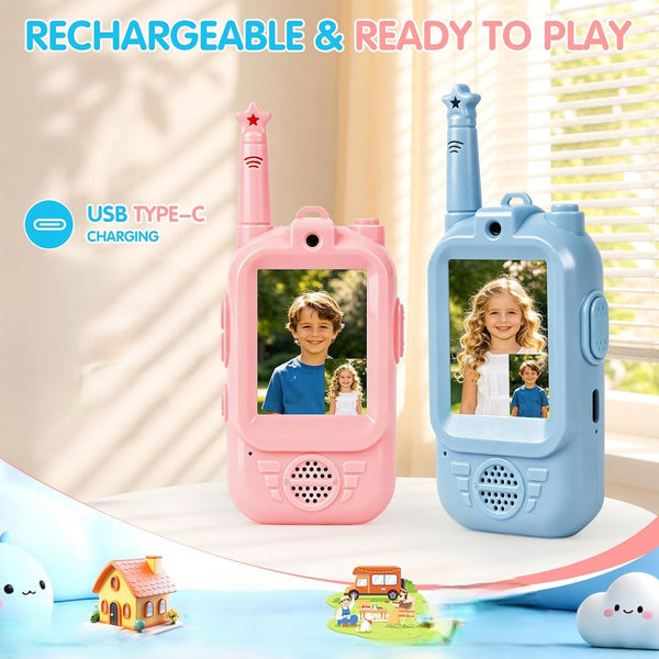 2Pcs Rechargeable Star Antenna Kids Video Walkie Talkie