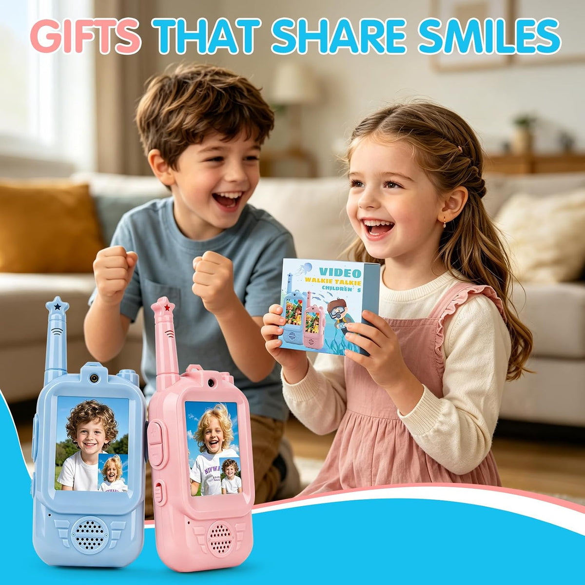 2Pcs Rechargeable Star Antenna Kids Video Walkie Talkie
