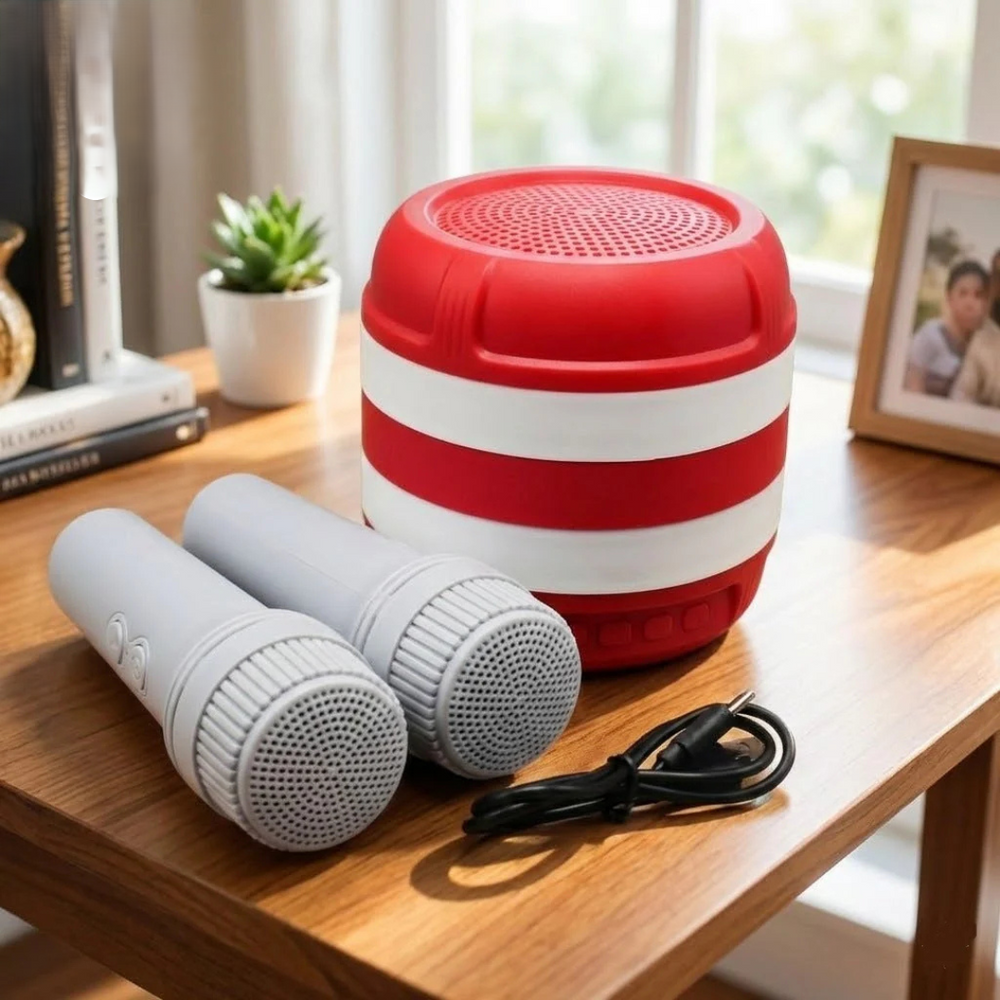 2Pcs Wireless Karaoke Bluetooth Speaker With Mic 