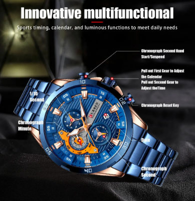 CURREN Unique Design Stainless Steel Wrist Watch - Copy