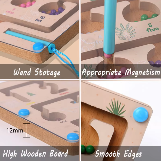 Wooden Magnetic Colorful Maze Game Board