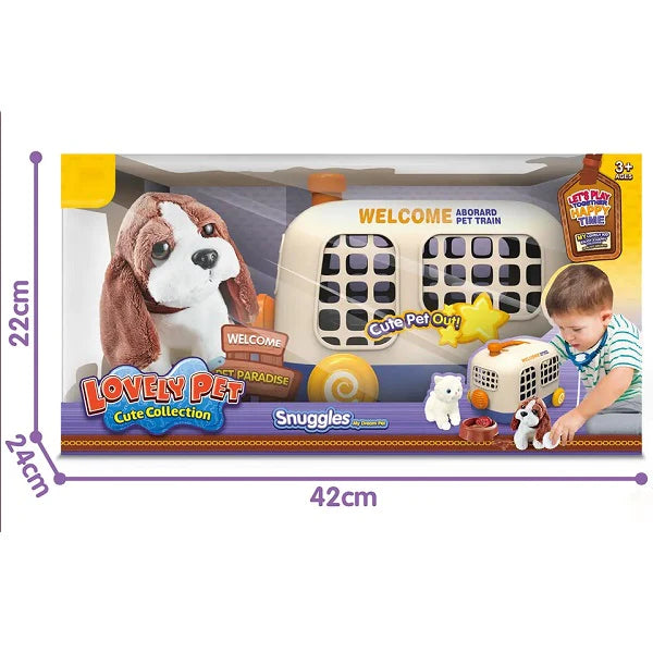 Plush Dog With Pet Bus Cage & Accessories