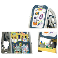 90cm Multi-functional Artistic Drawing Board With Book Shelf - Blue