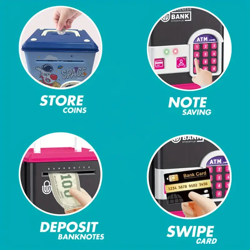Spaceman Fingerprint & Swipe Card Unlock Piggy Bank