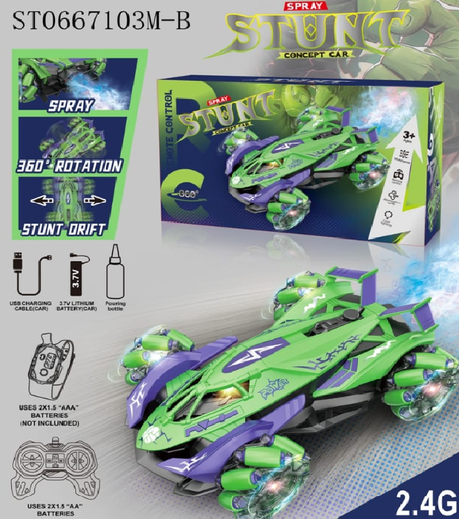 Remote & Watch Controlled Stunt Spray Car