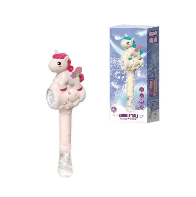 Electric Rainbow Horse Colorful Bubble Stick With Lights