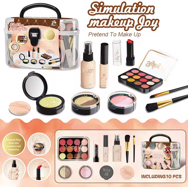 10Pcs Pretend Play Kids Makeup Kit