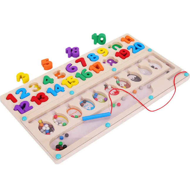 2in1 Wooden Number Learning & Maze Game Board