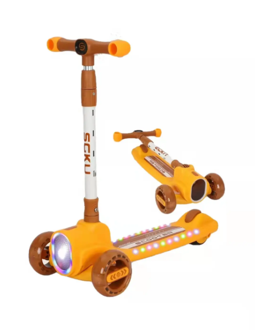 3in1 Kids Foldable Scooter With Light & Music - Orange