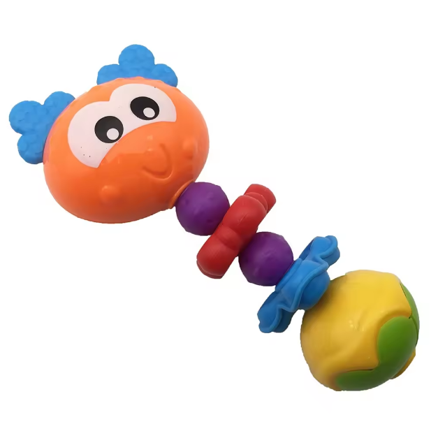Soft Plastic Animal Design Baby Spoon & Rattle - 3Pcs