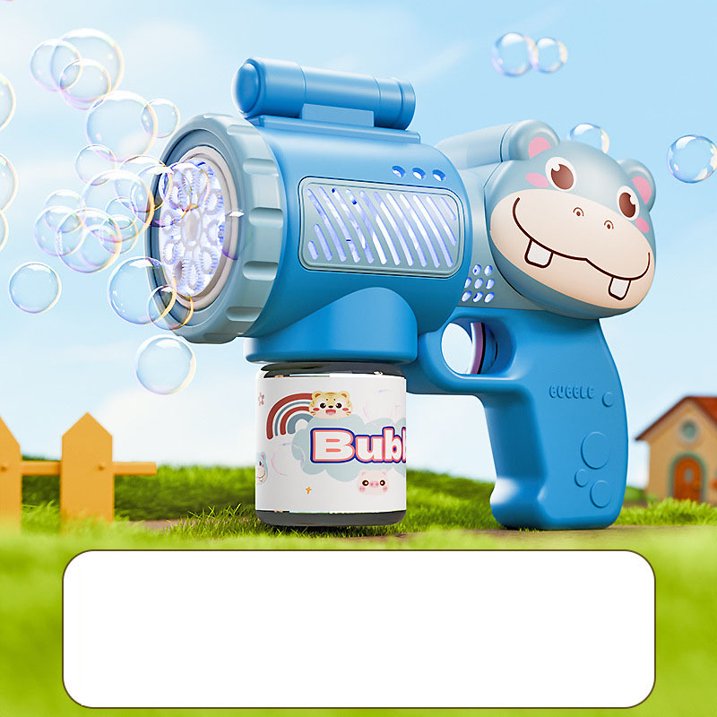 Cute Hippo Animal Colorful Bubble Gun