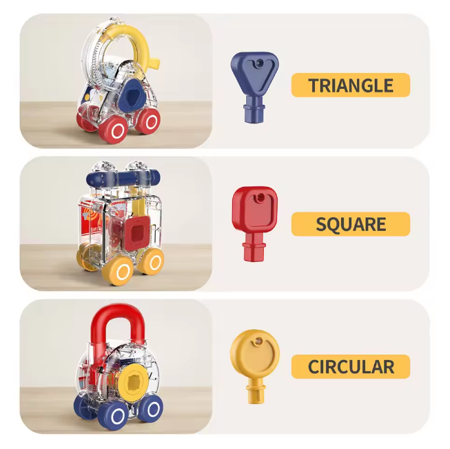 3Pcs Montessori Lock & Key Cars