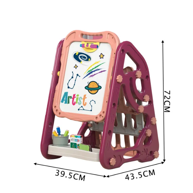 72cm Multi-functional Artistic Drawing Board With Book Shelf - Pink