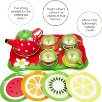 14Pcs Fruits Themed Metal Tea Set For Kids