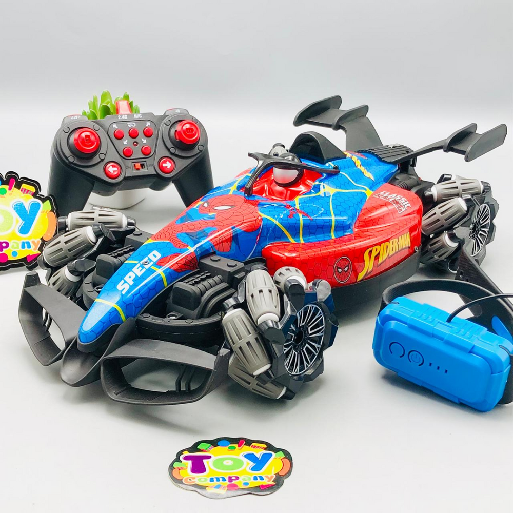 Remote & Watch Controlled Spiderman Themed Stunt Spray Car