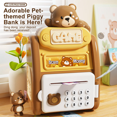 Kids Bear Fingerprint & Password Unlock ATM Machine