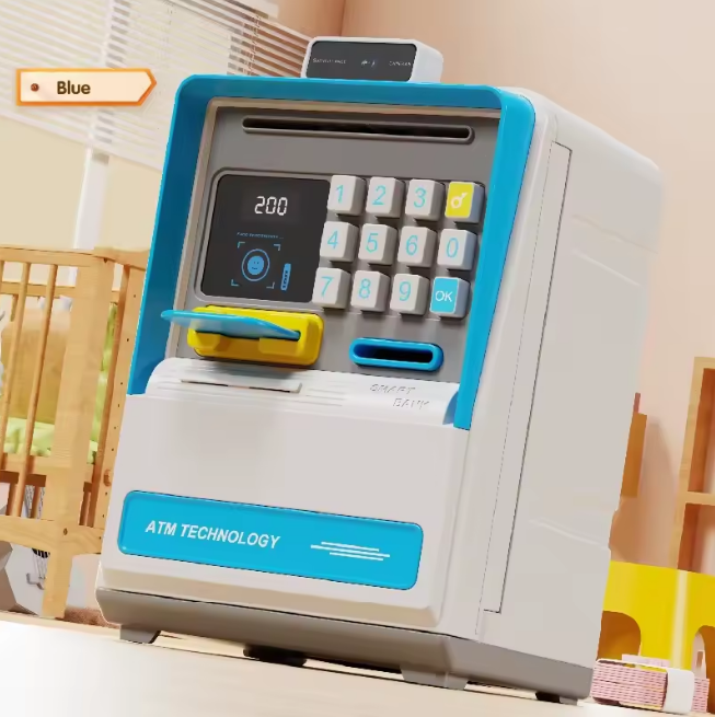 Face Recognition & Password Unlock ATM Machine - Blue