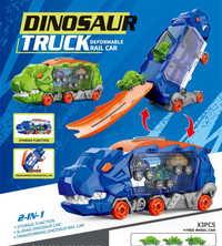 2in1 Foldable Dinosaur Truck With 3Pcs Cars