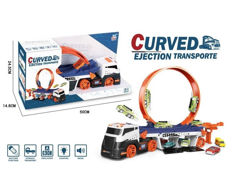 Super Transport Truck Track Set With Light & Sound - 2Pcs Cars