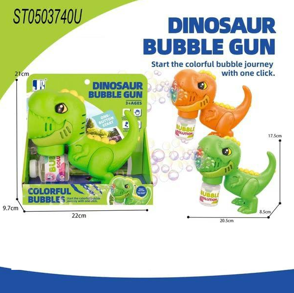 12 Holes Battery Operated Dinosaur Colorful Bubble Gun