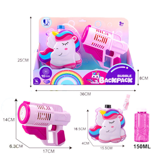 Electric Cute Unicorn Backpack Colorful Bubble Gun