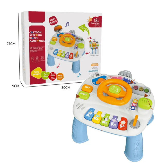 Multi-functional Kids Steering Wheel Game Table - Blue