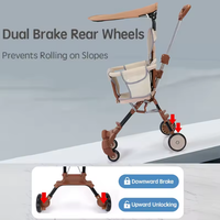 Premium Foldable Buggy Baby Stroller With Sunshade - Brown