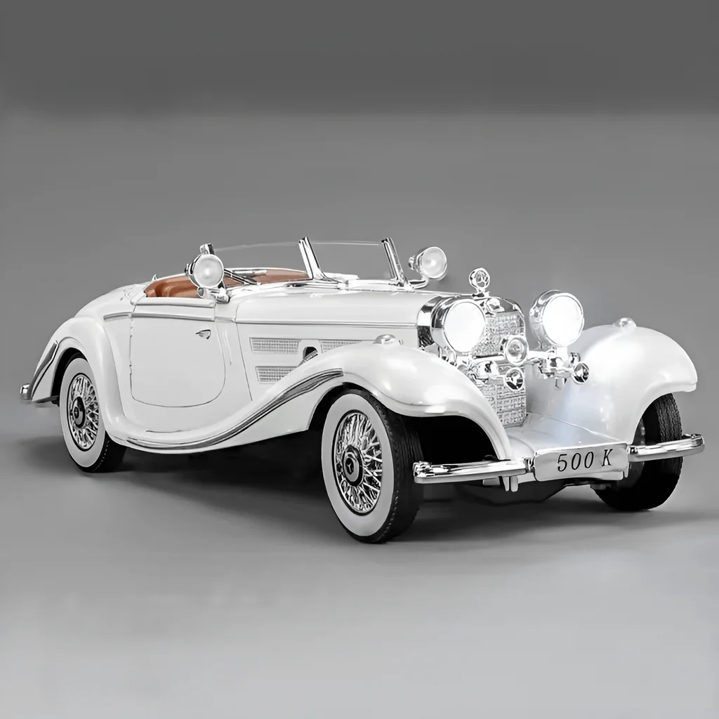 1:24 Diecast Benz 500K Classic Model With Acrylic Box - White