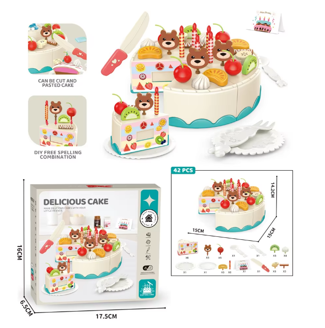42Pcs Kids Pretend Play Delicious Cake