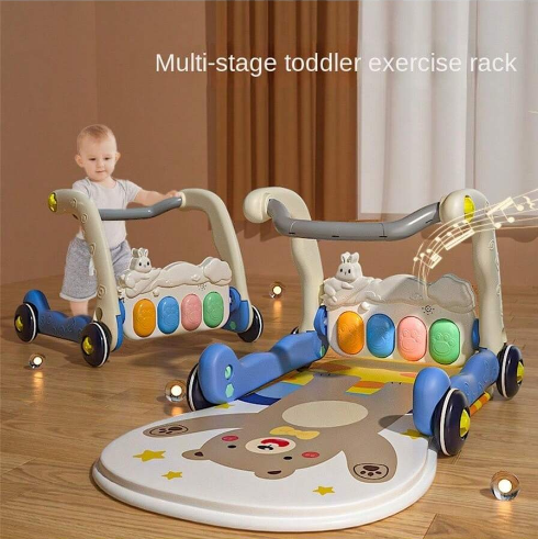 2in1 Baby Piano Play Mat & Walker - Blue