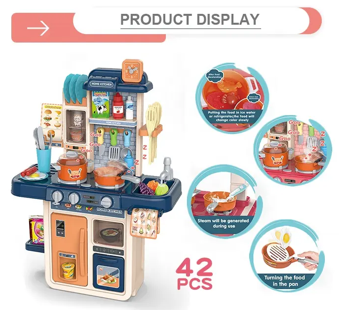 42Pcs Pretend Play Modern Steam Kitchen Set